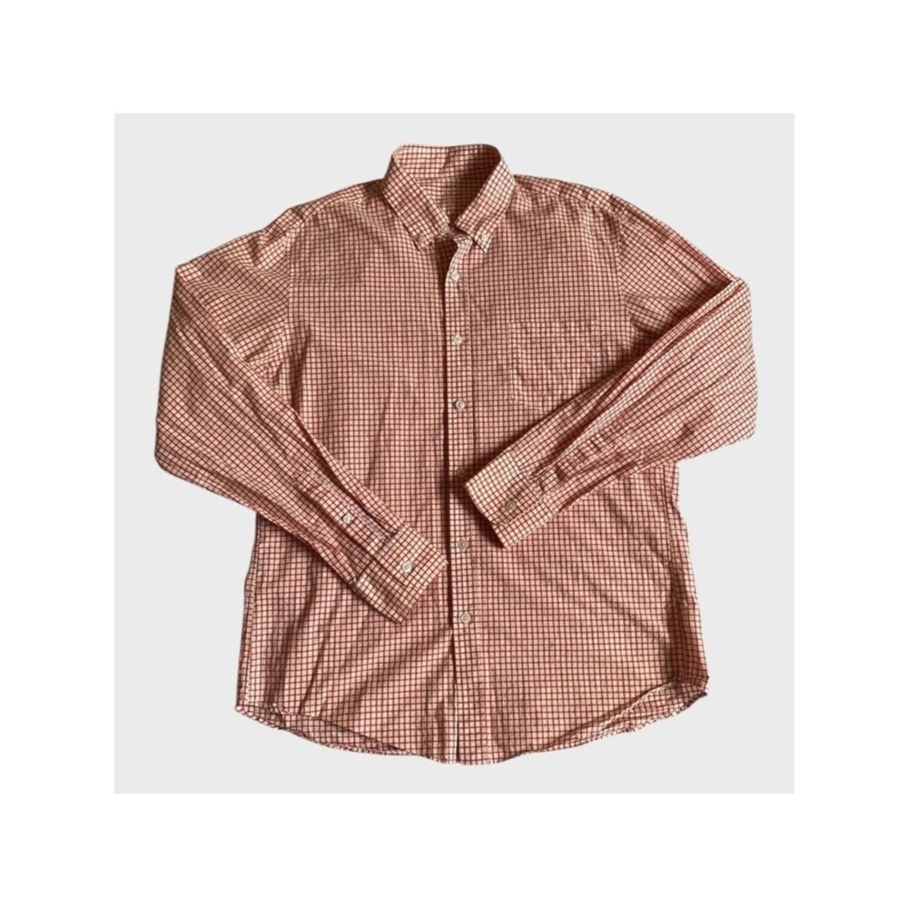 J. Crew Men's Slim Fit Light Weight Button Down Shirt L Check Red White Preppy